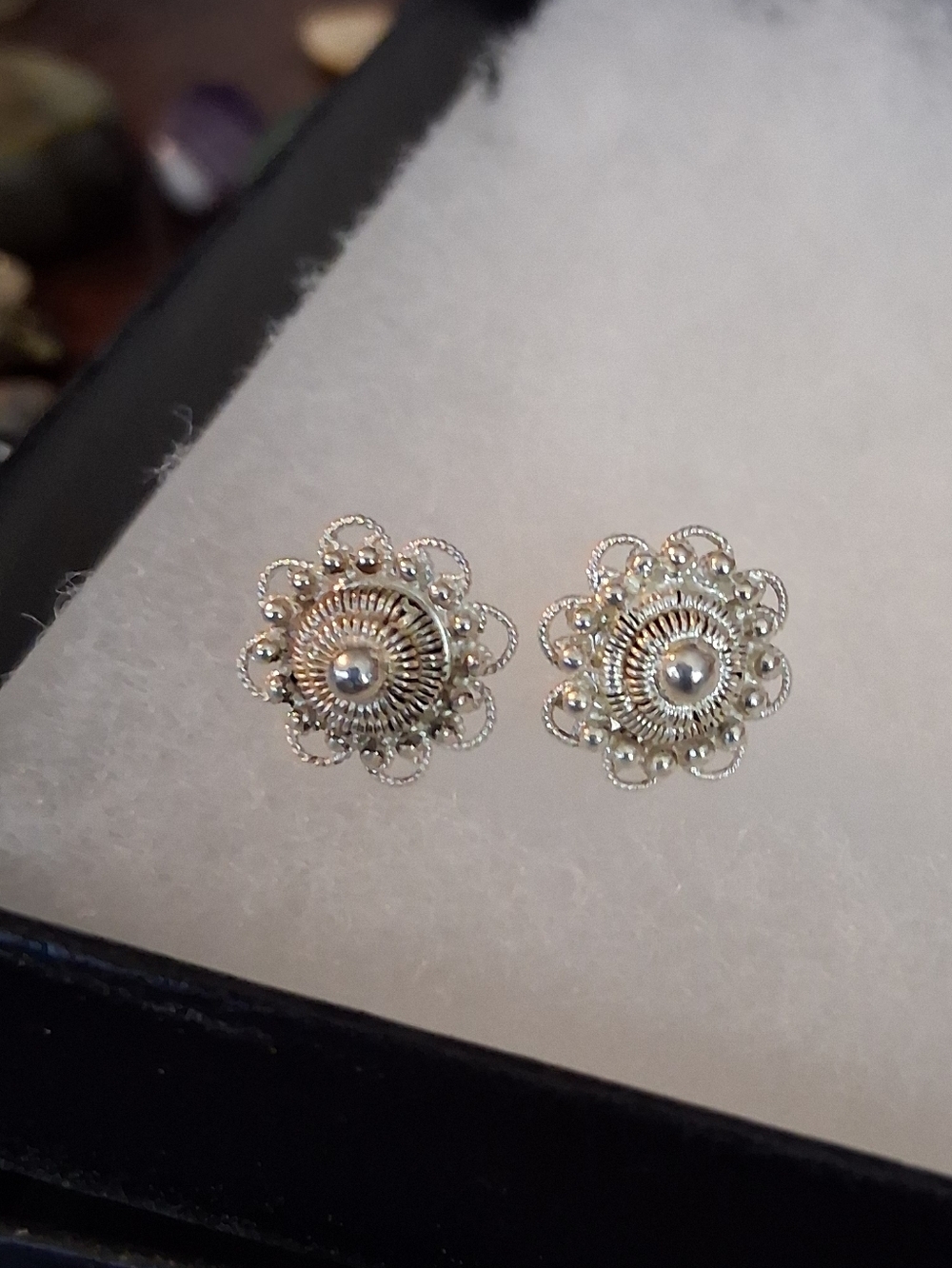 Vintage Sterling Silver Flower Earrings